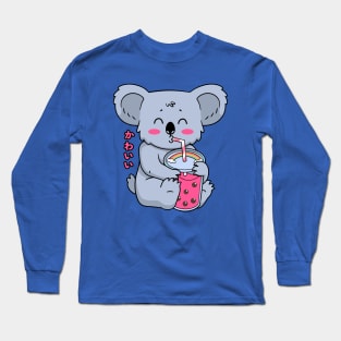 Kawaii Koala Drinking Bubble Tea Long Sleeve T-Shirt